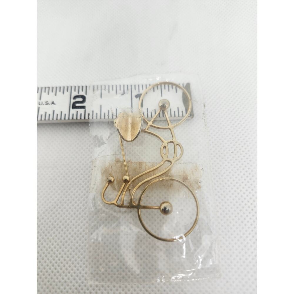 Vintage Gold tone bicycle pin brooch New